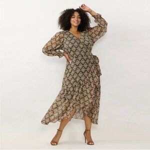 LC Lauren Conrad Geometric High Low Wrap Dress